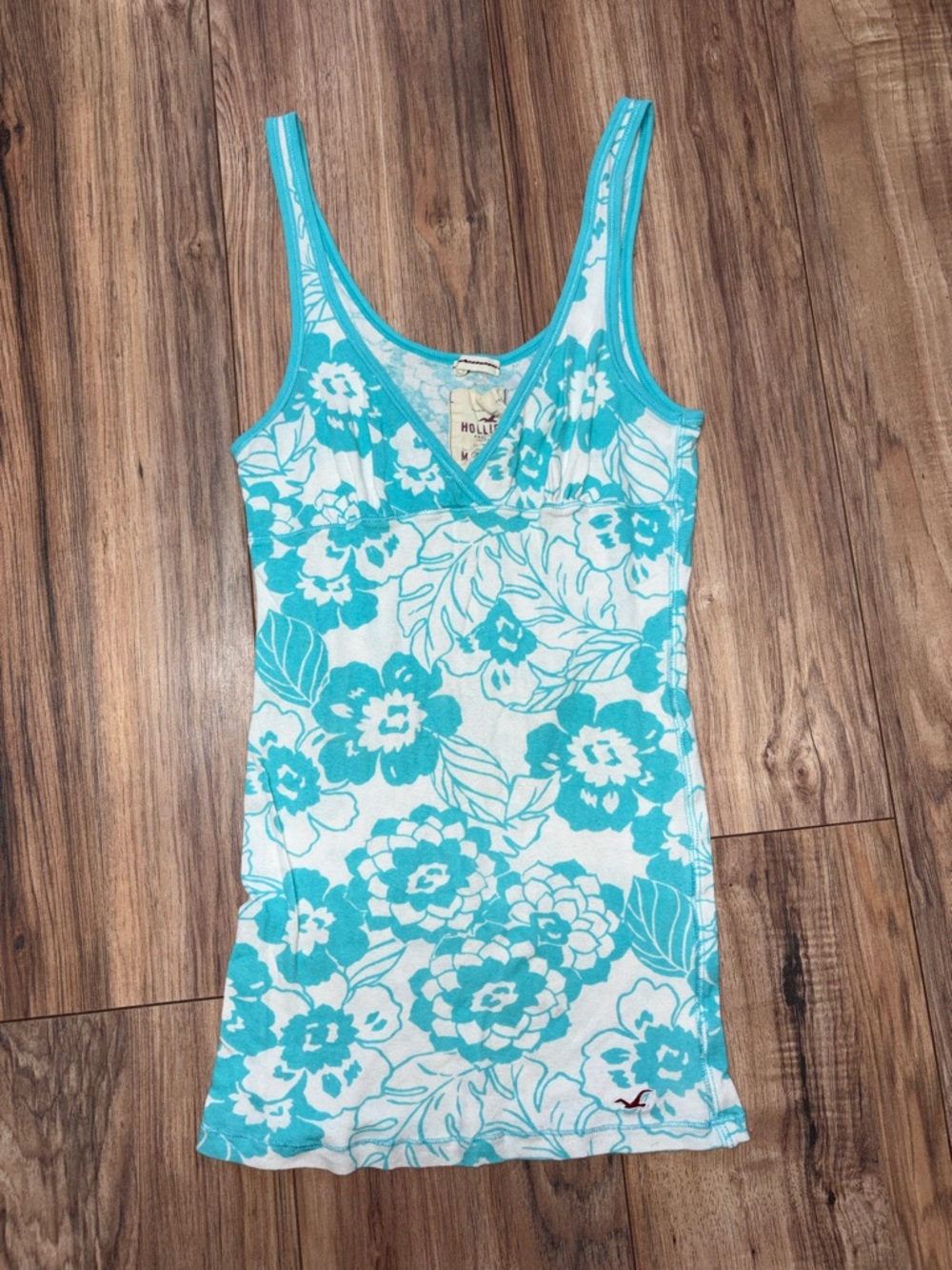 Y2K Hollister Turquoise Floral Tank Top
